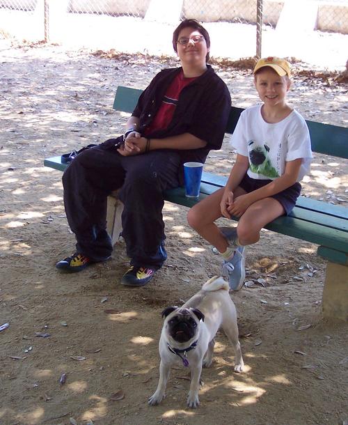 Adam, Julia and Sheba in the dog park