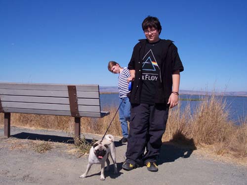 Adam, Julia and Sheba on the SF Bay