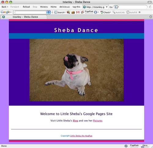 Google Pages Sheba Dance Web Site