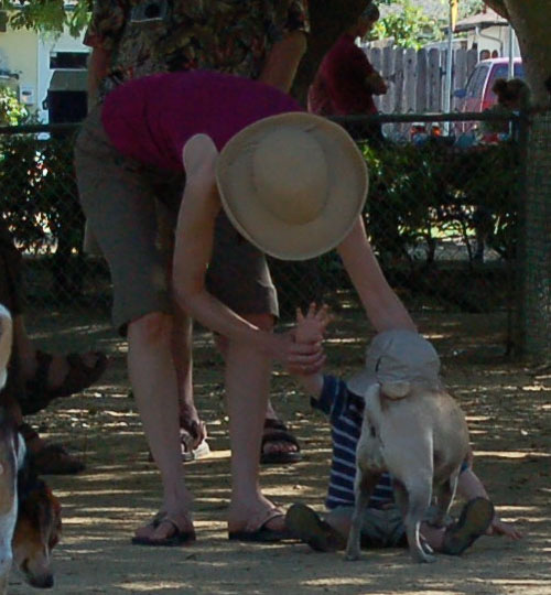 Nicholas accidently knocked down by me at Toby's party